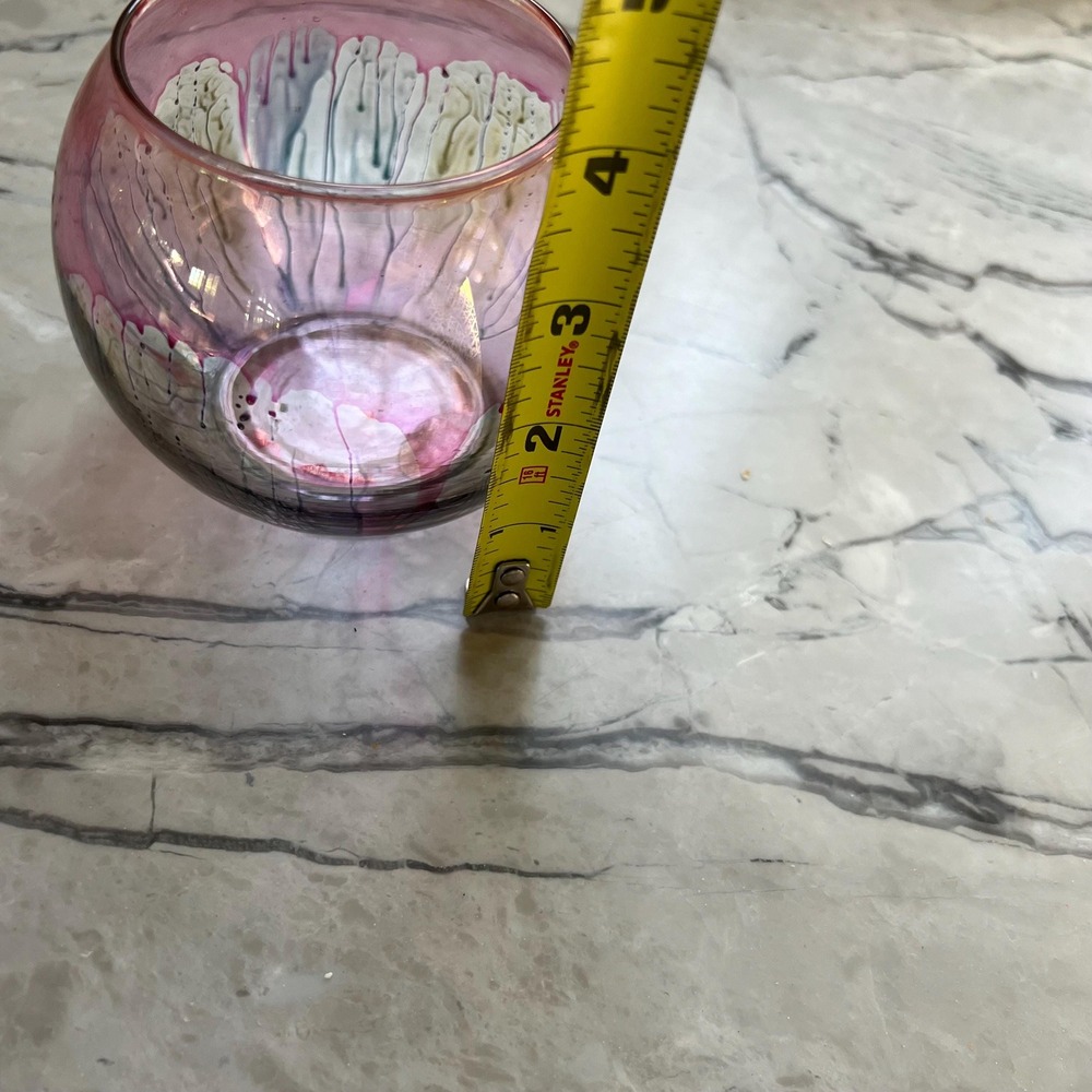 VTG Art Glass Rueven Nouveau Bowl Vase Satin Glass Unique Purple Abstract Design - Picture 8 of 8